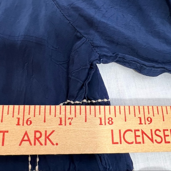 Johnny Was Peyton Blouse Women's S Colorful Embroidered Blue Rayon Boho V-neck - Picture 8 of 11